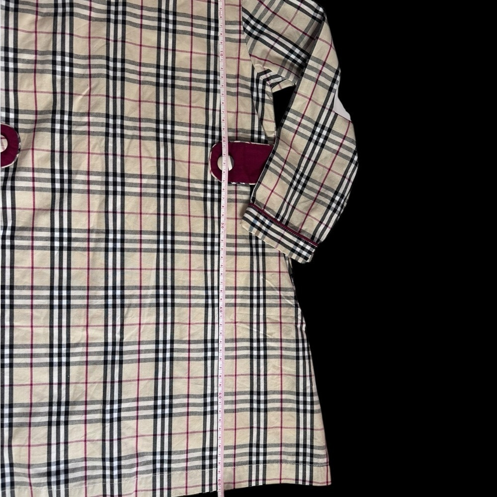 The Oaks Stylish Plaid Kids Dress with Burgundy Accents - Picture 2 of 5